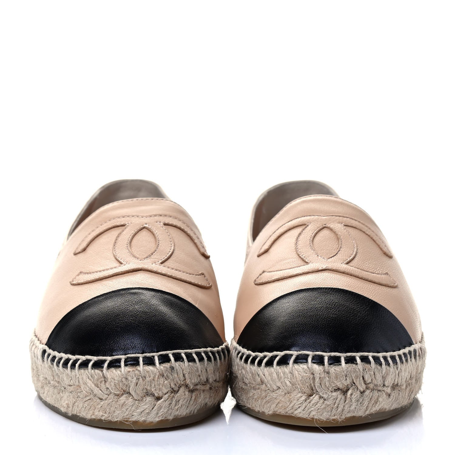 Chanel Lambskin CC Espadrilles 38 Beige Black 2 of 7
