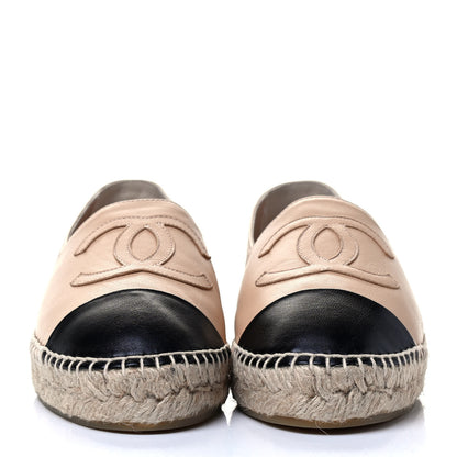 Chanel Lambskin CC Espadrilles 38 Beige Black 2 of 7
