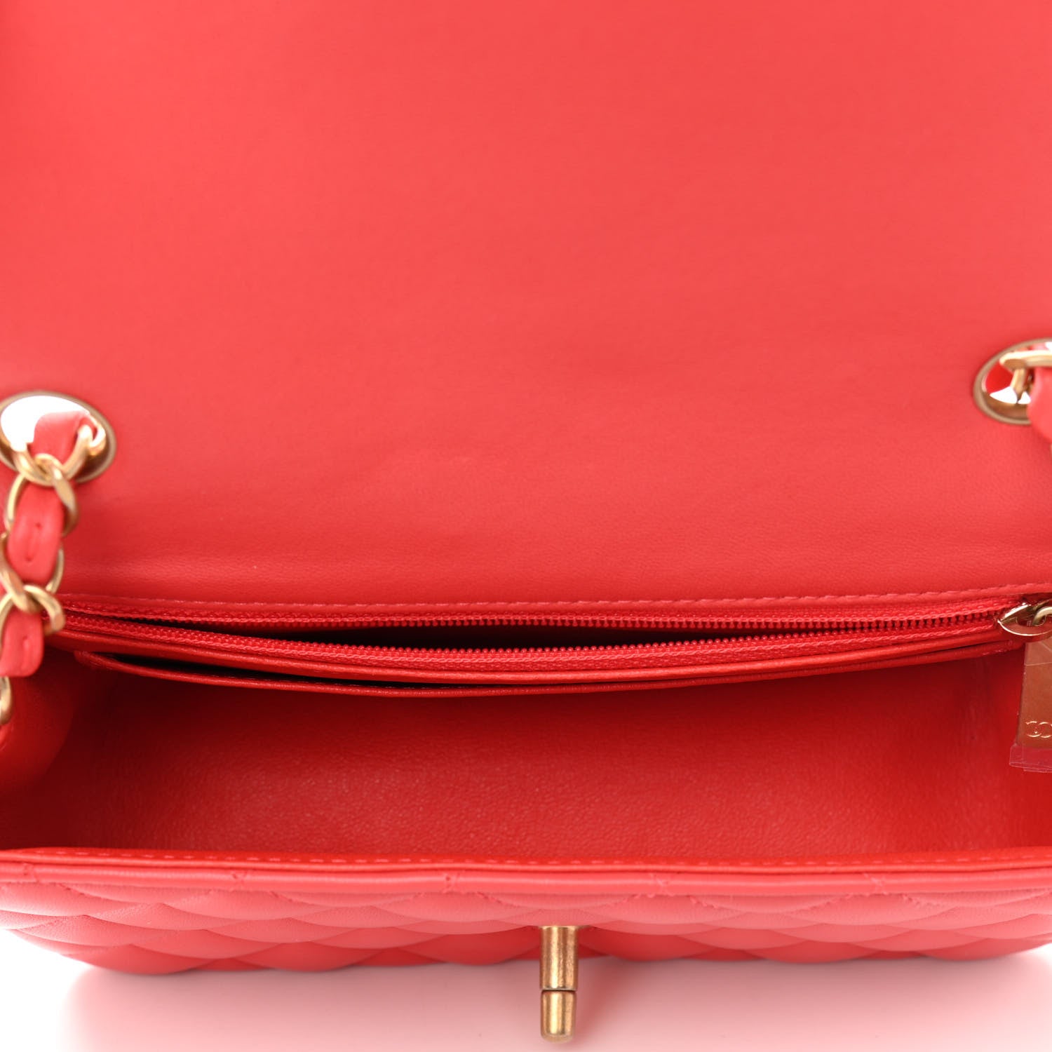 Chanel Lambskin Quilted Mini Rectangular Flap Red 5 of 11