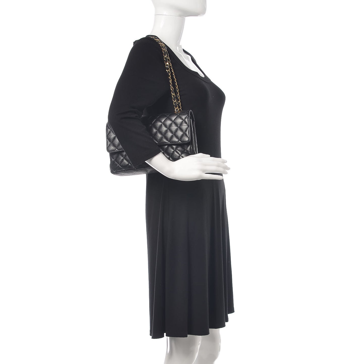 Caviar Quilted Medium Double Flap Black