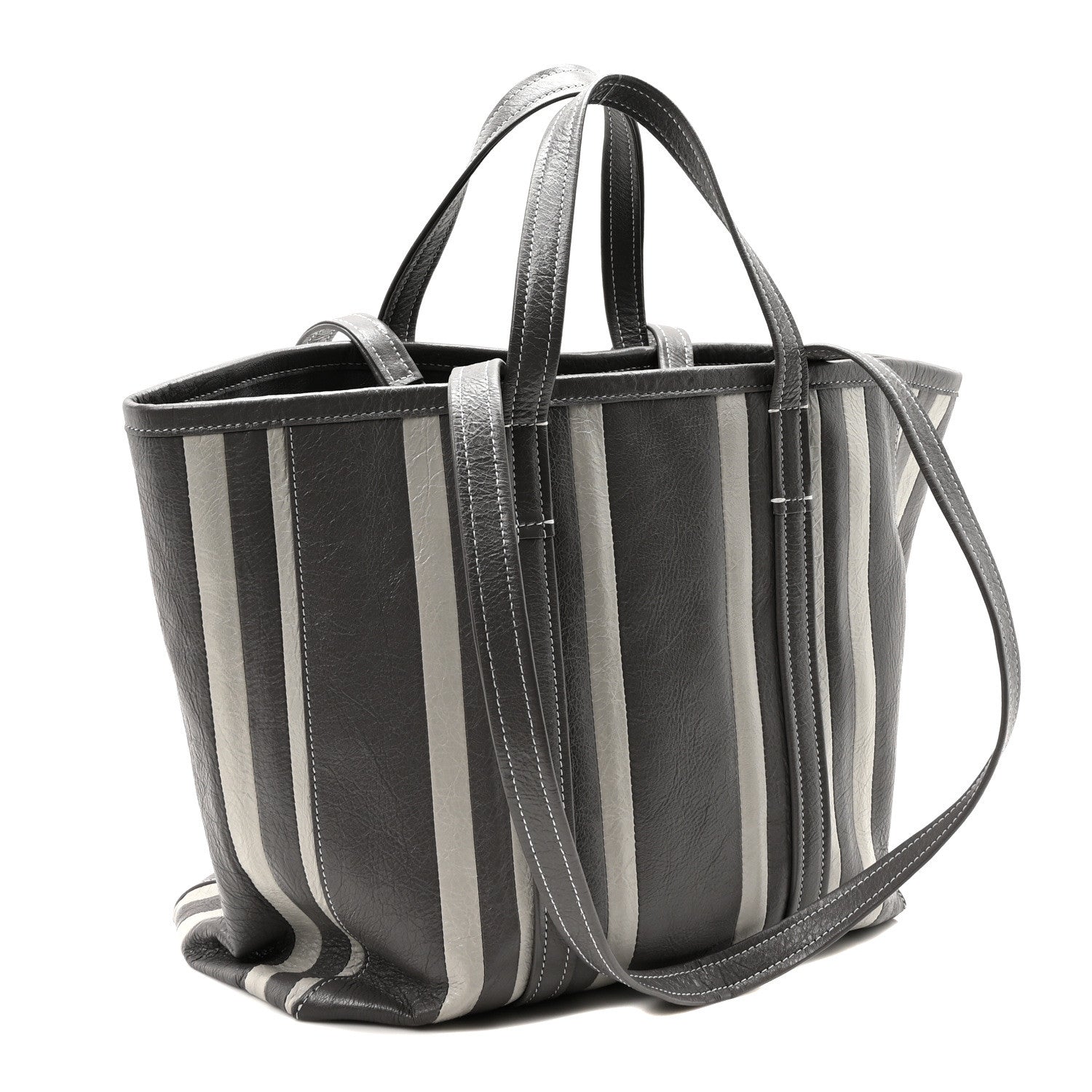 Balenciaga Agneau Arena Striped Patchwork Medium Barbes East West Shopper Lead 3 of 9