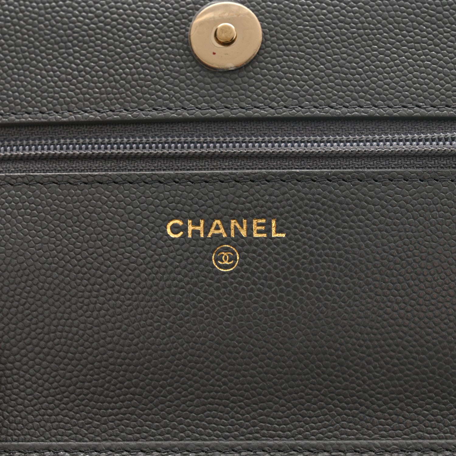Chanel Caviar Quilted French New Wave Chain CC Wallet On Chain WOC Grey 6 of 12