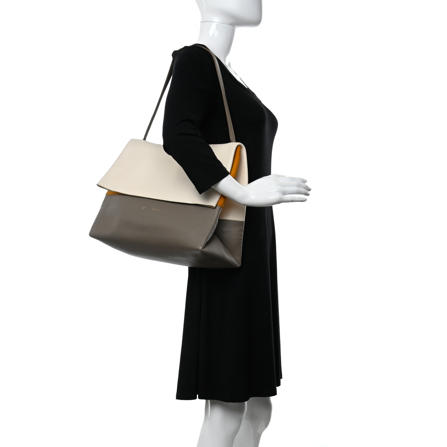 Celine Smooth Calfskin Tri-Color All Soft Shoulder Bag White 2 of 19