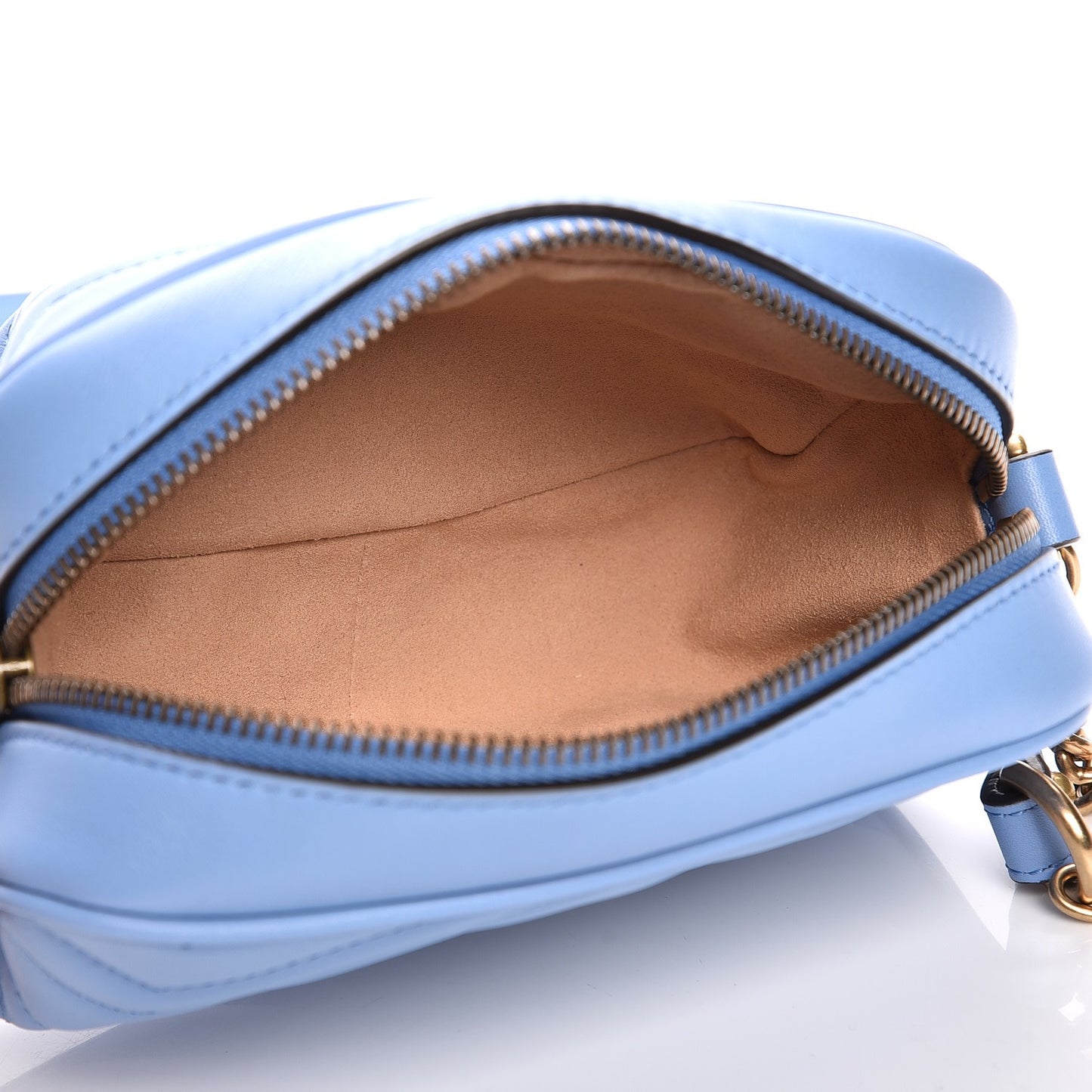 Calfskin Matelasse Mini GG Marmont Chain Shoulder Bag Clear Sky Blue