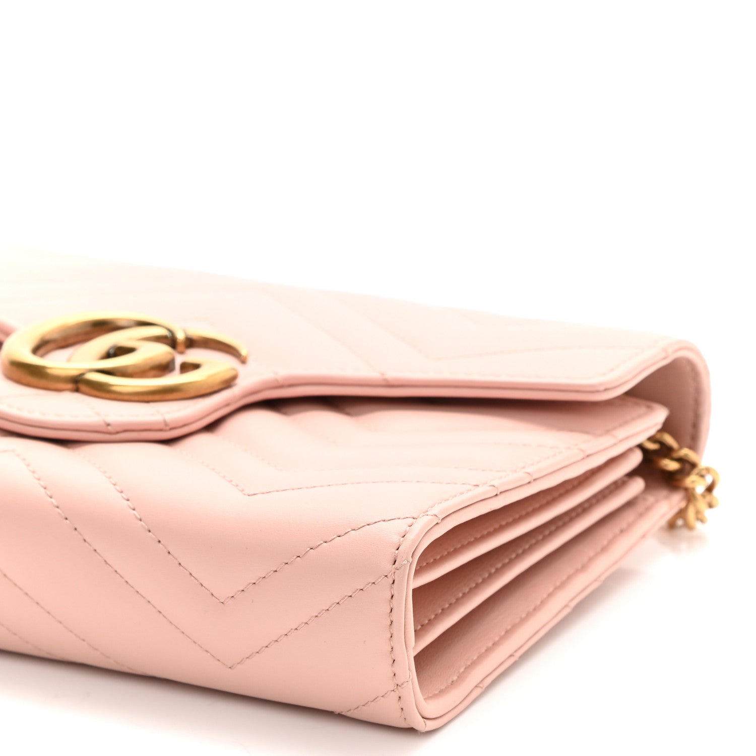 Gucci Calfskin Matelasse GG Marmont Chain Wallet Perfect Pink 10 of 11