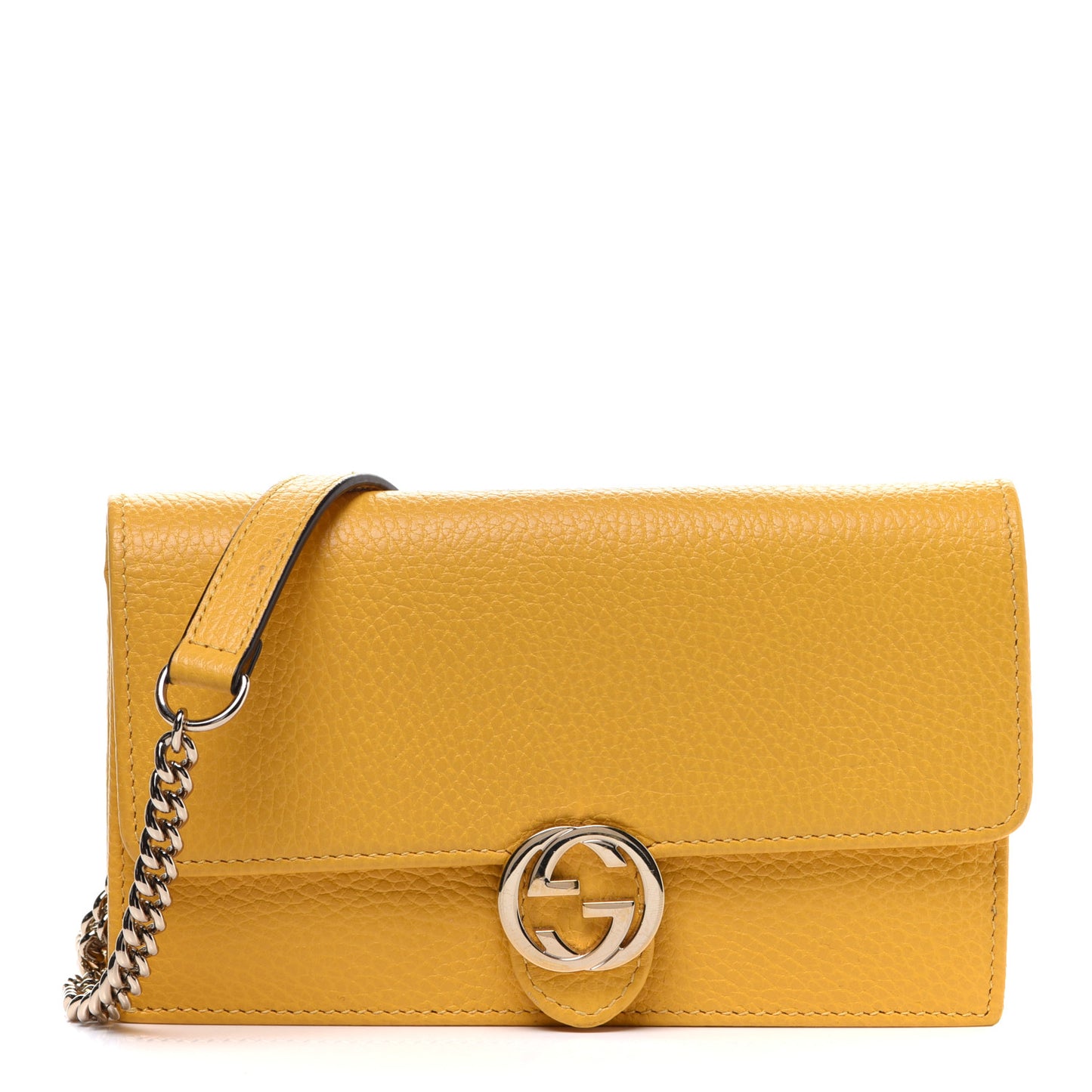 Dollar Calfskin Interlocking G Chain Wallet New Buttercup