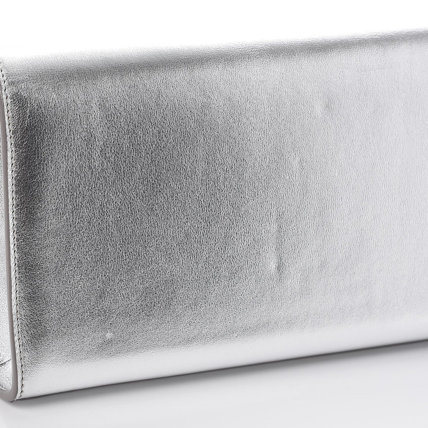 Metallic Calfskin Classic Monogram Cassandre Clutch Argento