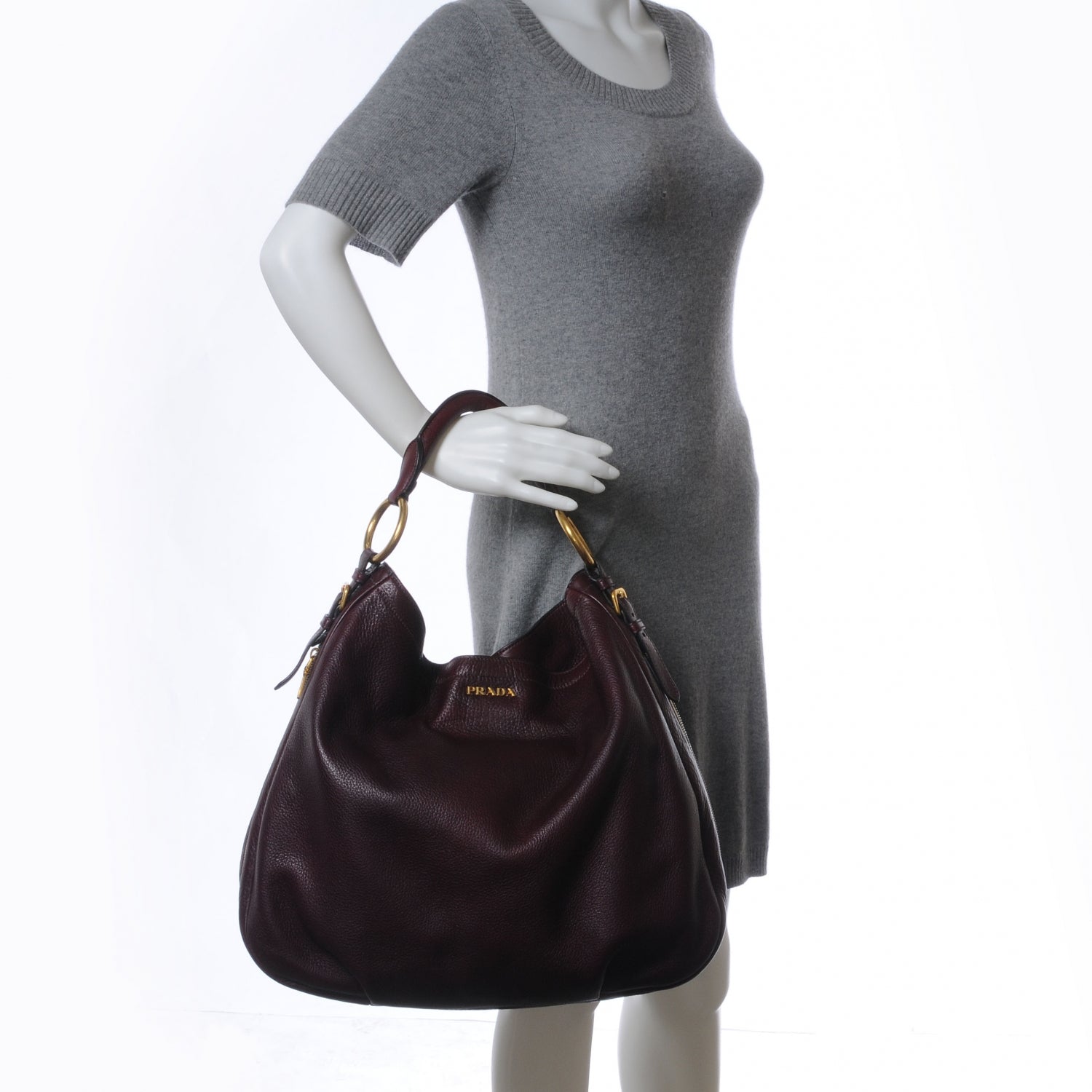 Prada Vitello Daino Hobo Amaranto 2 of 8