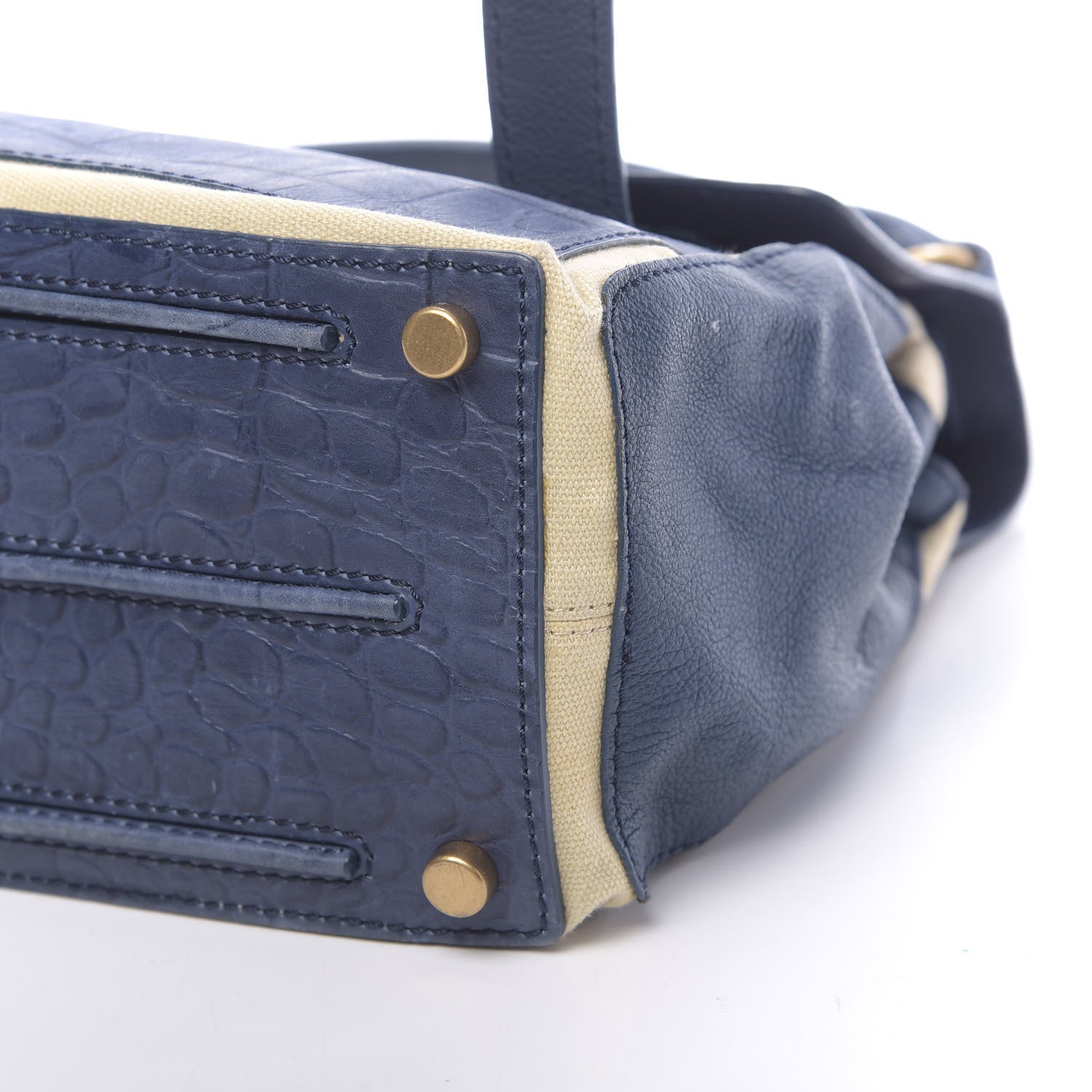 Saint Laurent Calfskin Nubuck Crocodile Embossed Medium Muse Two Blue 16 of 16