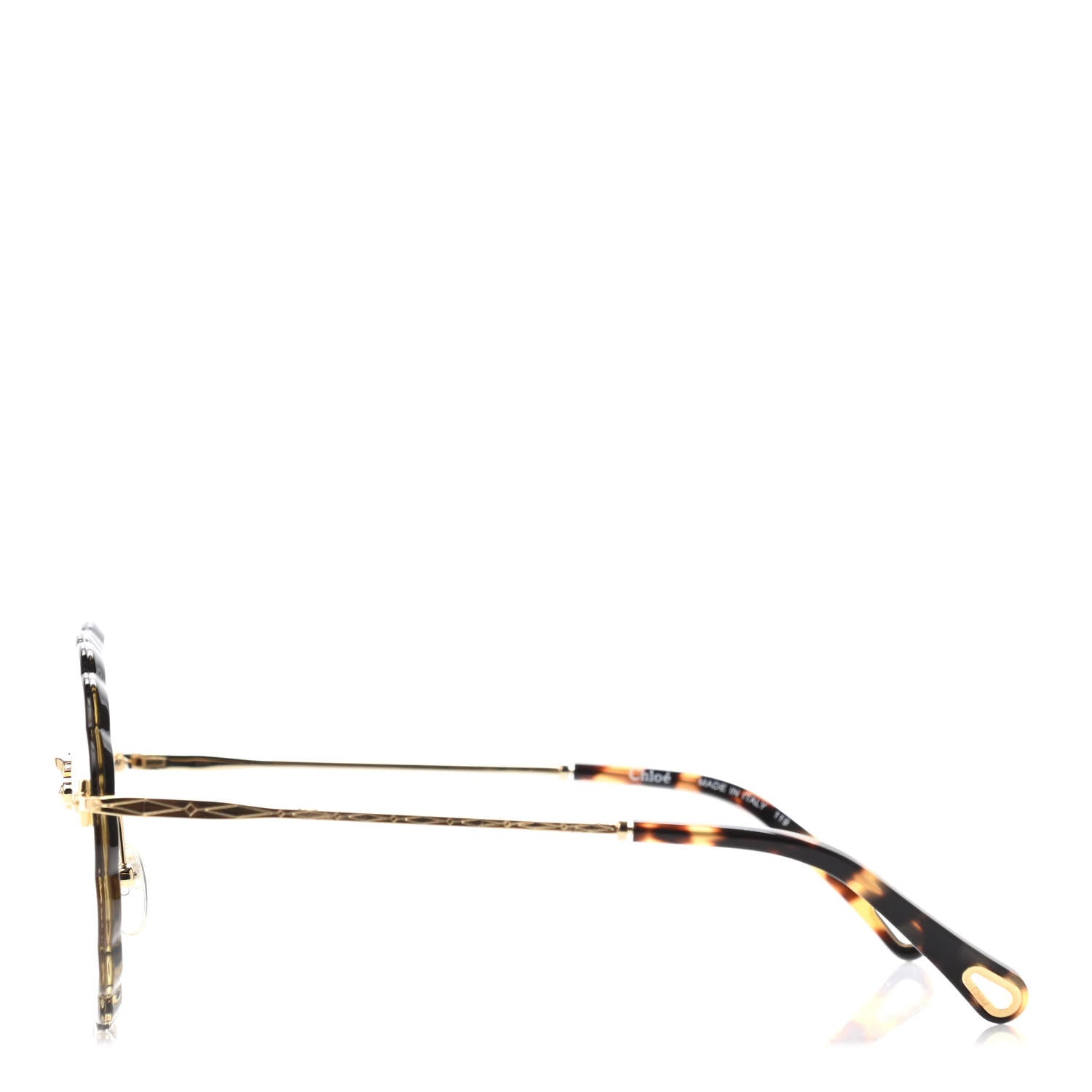 Chloe Rosie Bevelled Round Sunglasses CE142S Gold Gradient Yellow 3 of 4