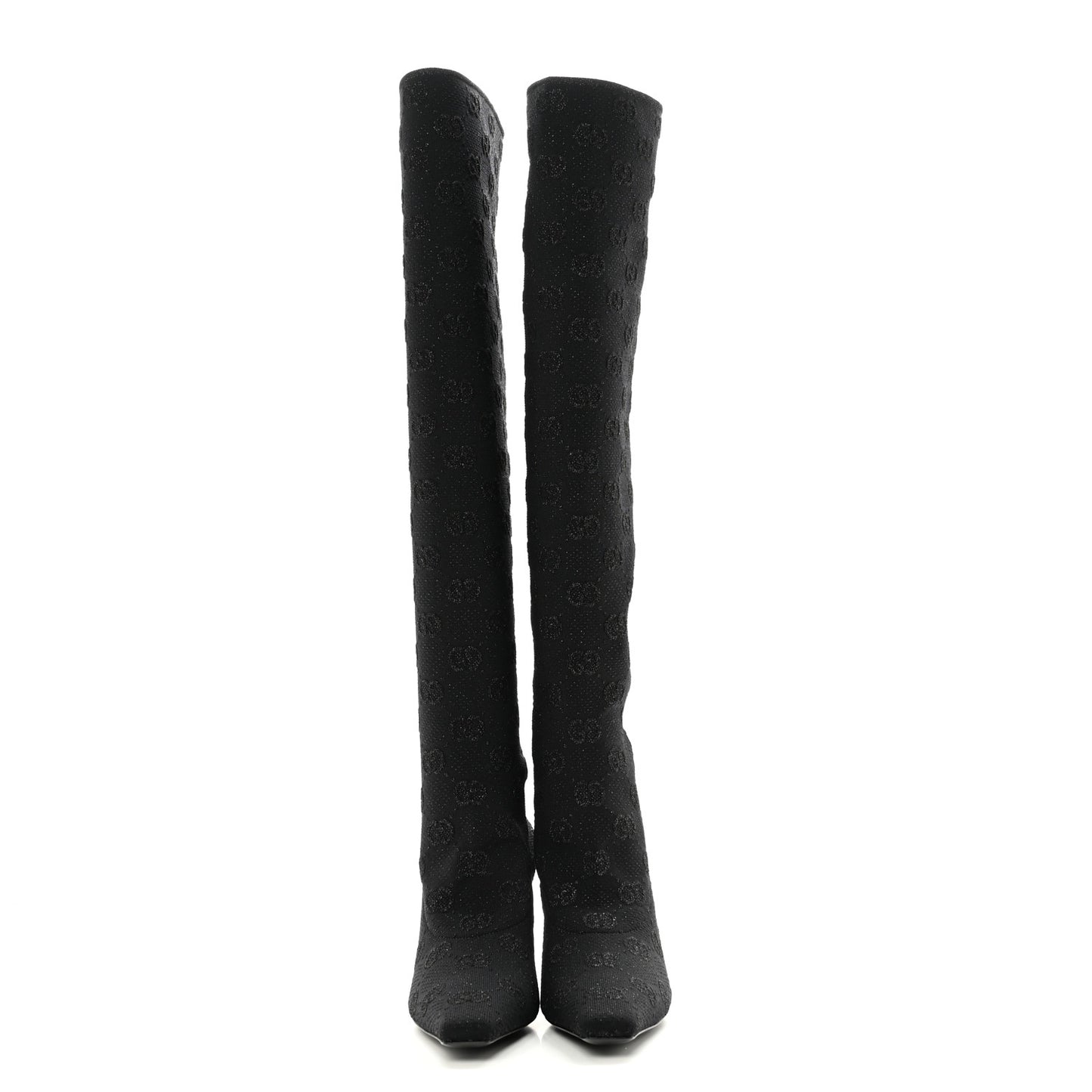 GG Jersey Knee High Boots 37.5 Black
