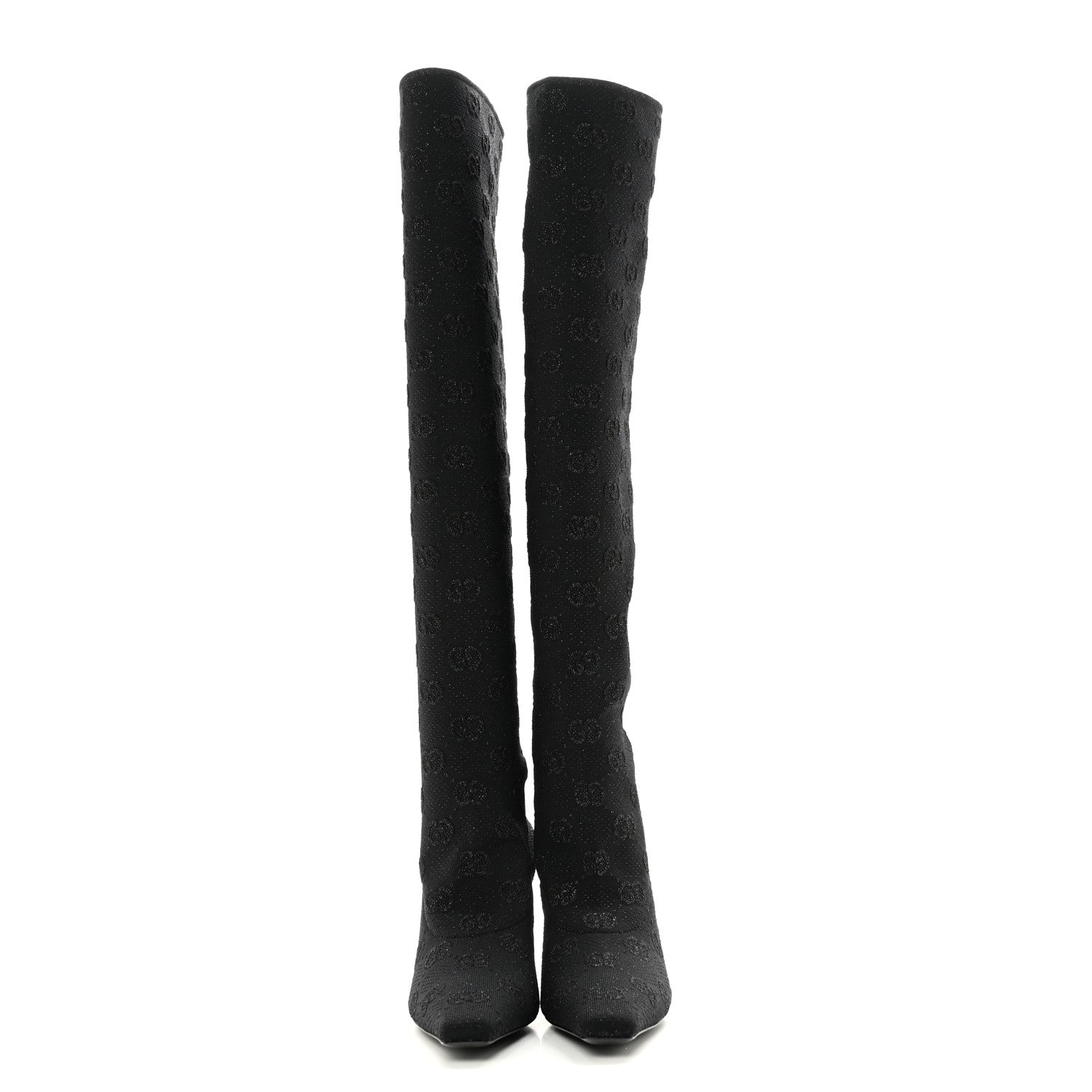 Gucci GG Jersey Knee High Boots 37.5 Black 2 of 8
