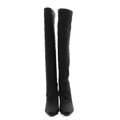 Gucci GG Jersey Knee High Boots 37.5 Black 2 of 8