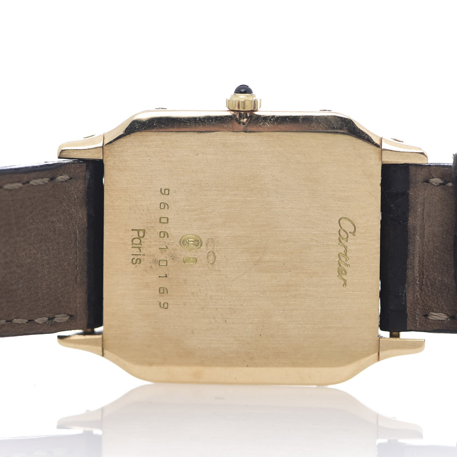 Cartier 18K Yellow Gold Alligator 27.5mm Santos Dumont Manual Winding Watch 5 of 7