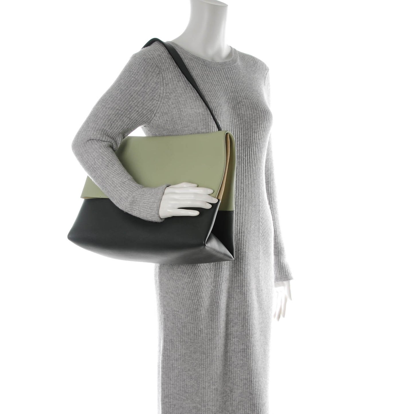 Calfskin Suede All Soft Shoulder Bag Pistachio