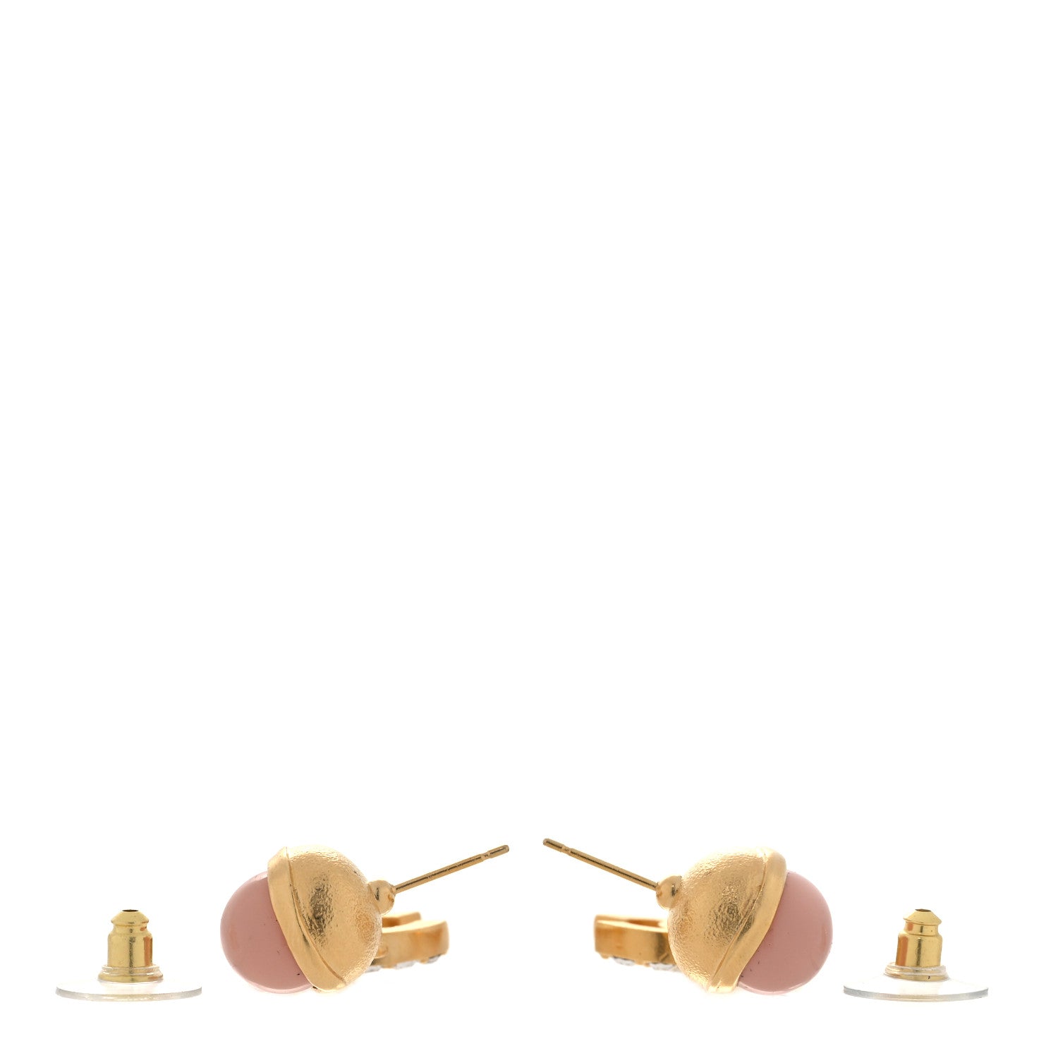 Chanel Crystal Pearl CC Drop Earrings Pink Gold 3 of 5