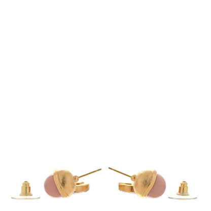 Chanel Crystal Pearl CC Drop Earrings Pink Gold 3 of 5