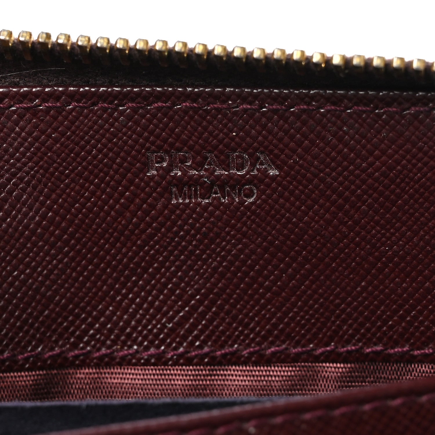 Prada Saffiano Metal Zip Around Wallet Granato 7 of 9