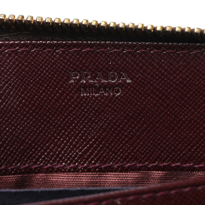 Prada Saffiano Metal Zip Around Wallet Granato 7 of 9