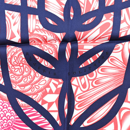 Hermes Silk Reverie Solitaire Scarf 90 Marine Rose Vif White 5 of 6