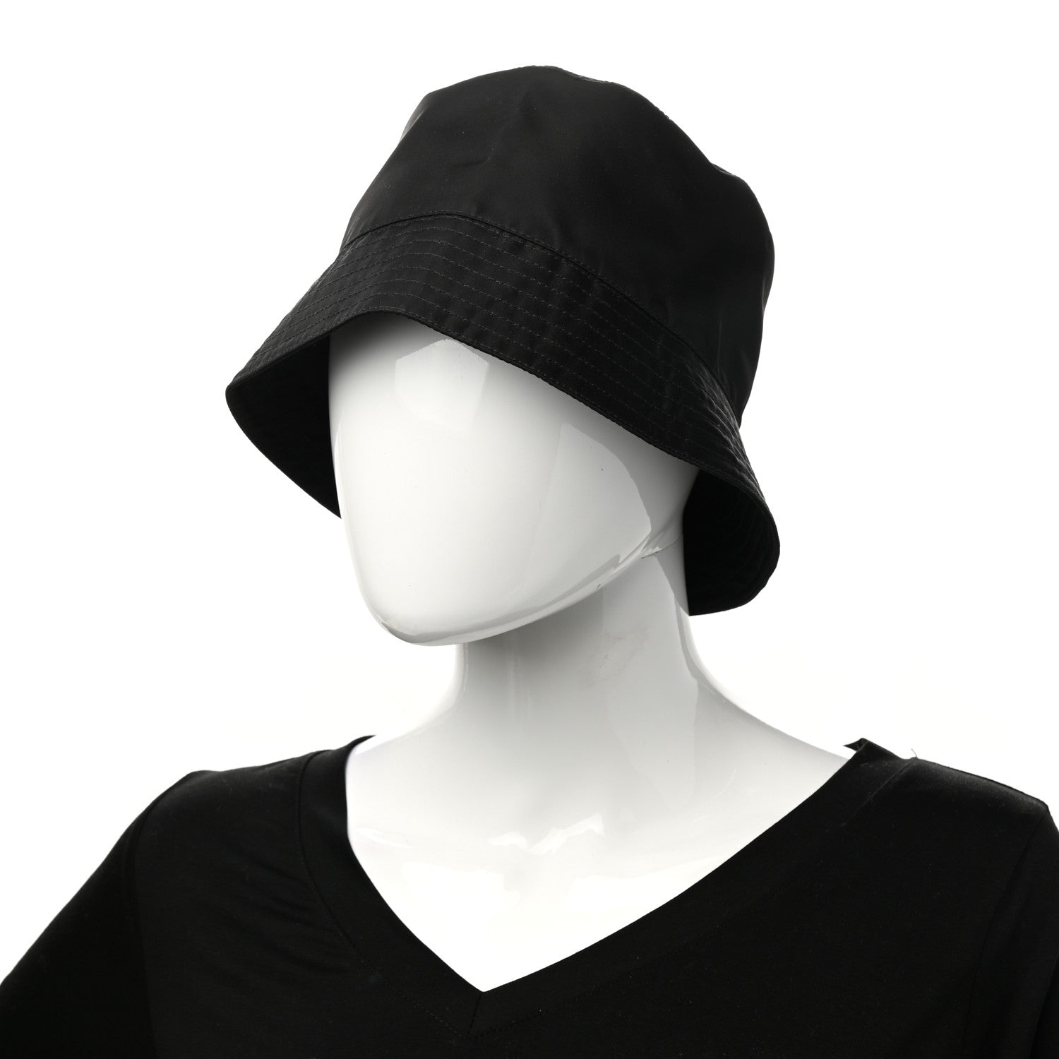 Prada Re-Nylon Rubber Logo Mens Bucket Hat S Black 2 of 9