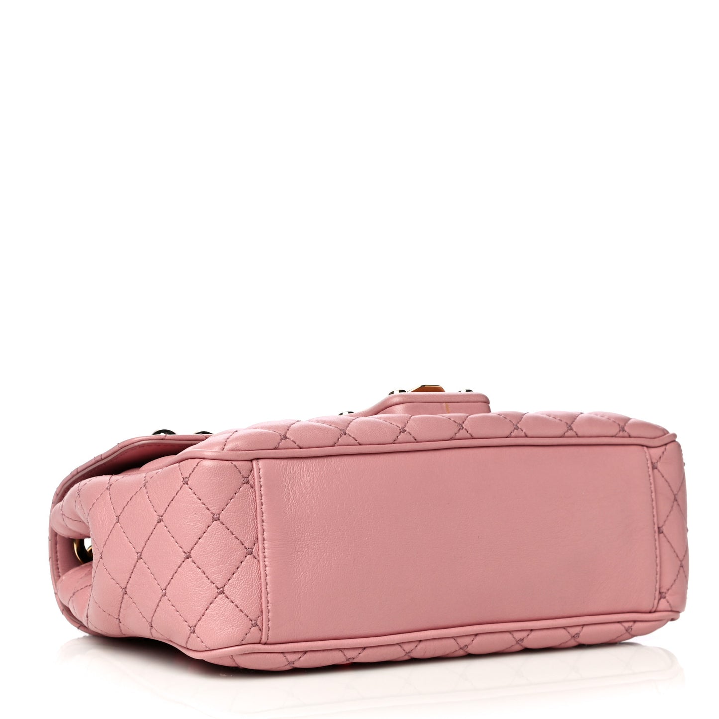 Lambskin Watersnake Embellished Lucia Shoulder Bag Rosa