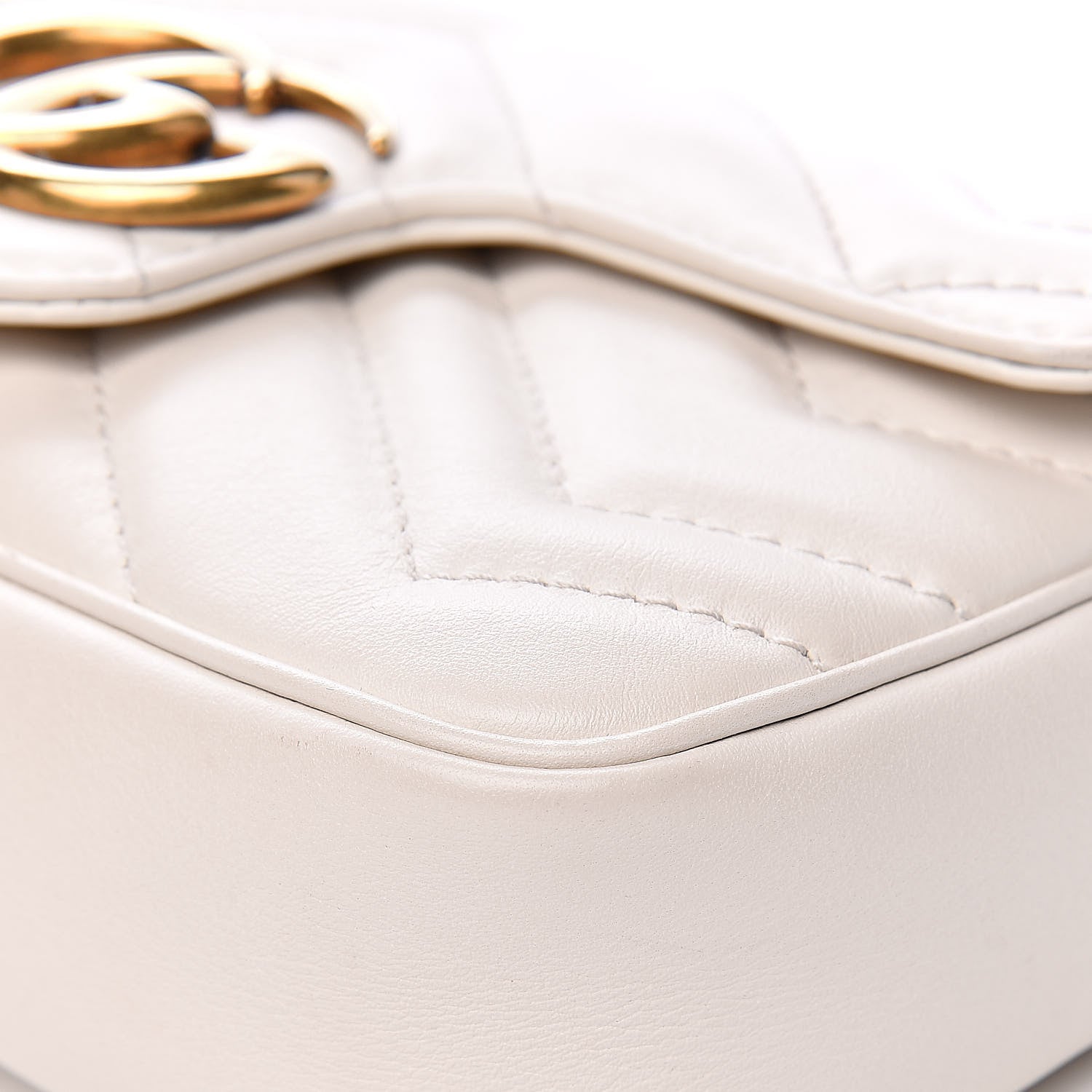 Gucci Calfskin Matelasse Super Mini GG Marmont Shoulder Bag White 12 of 17