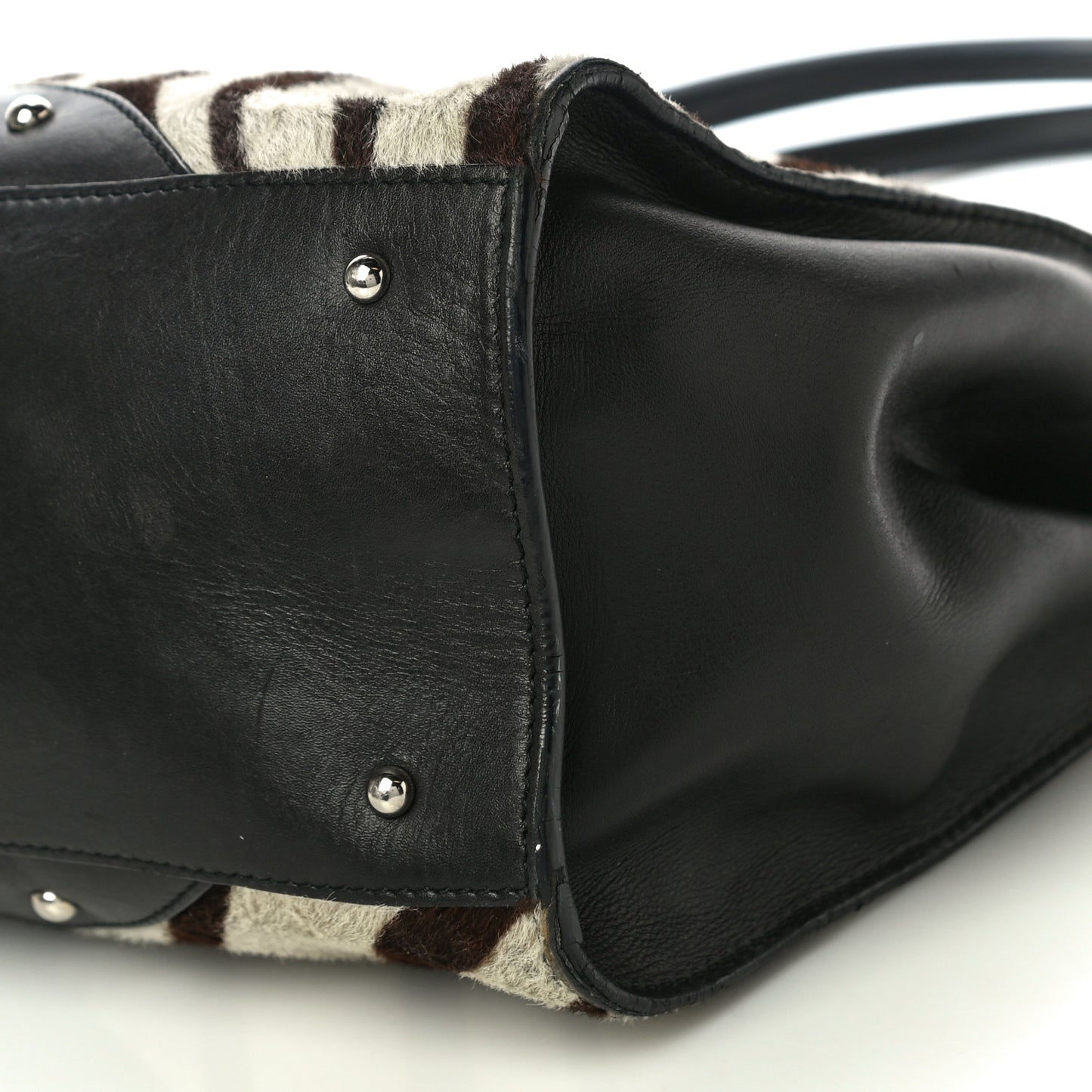 Pony Hair Zebra Print Top Handle Satchel