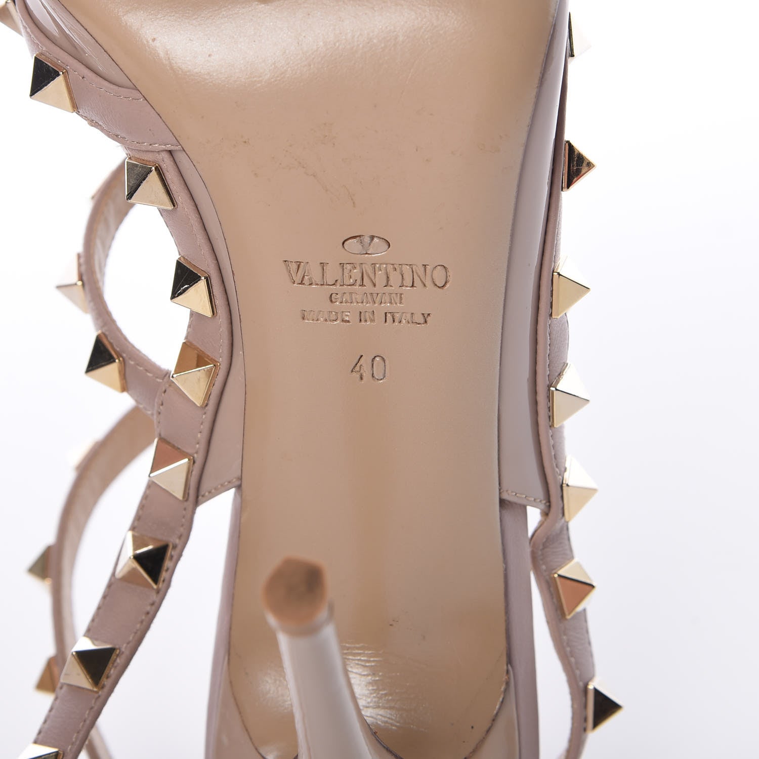 Valentino Garavani Patent Rockstud Ankle Strap Pumps 40 Poudre 6 of 14