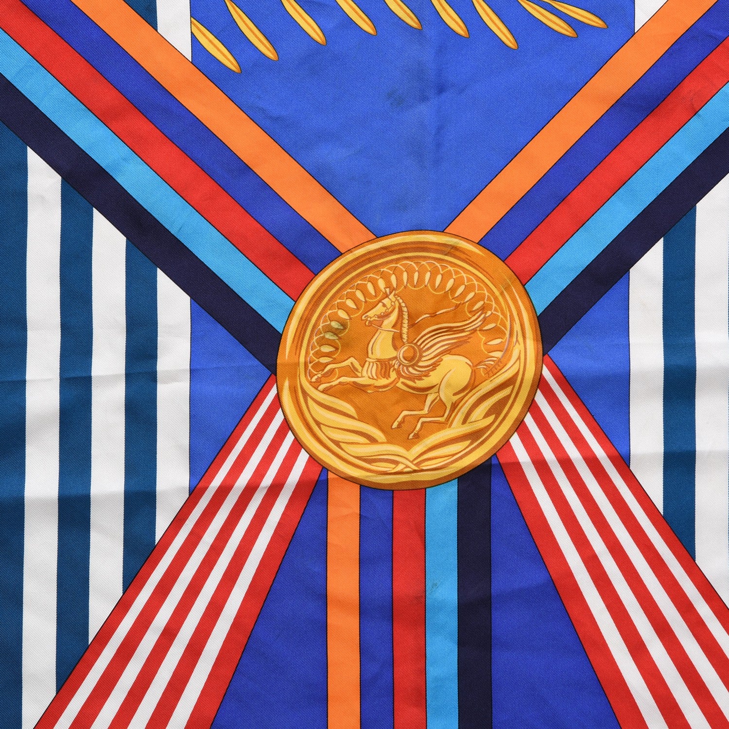 Hermes Silk Les Jeux d'Scarf 90 Caban Bleu Klein Rouge 6 of 14