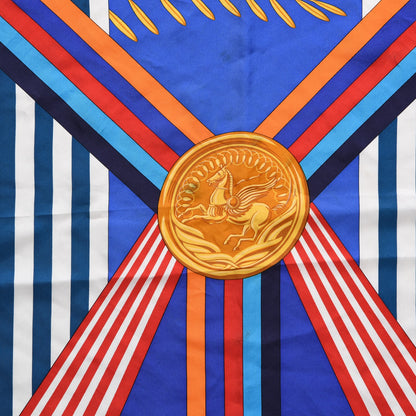 Hermes Silk Les Jeux d'Scarf 90 Caban Bleu Klein Rouge 6 of 14