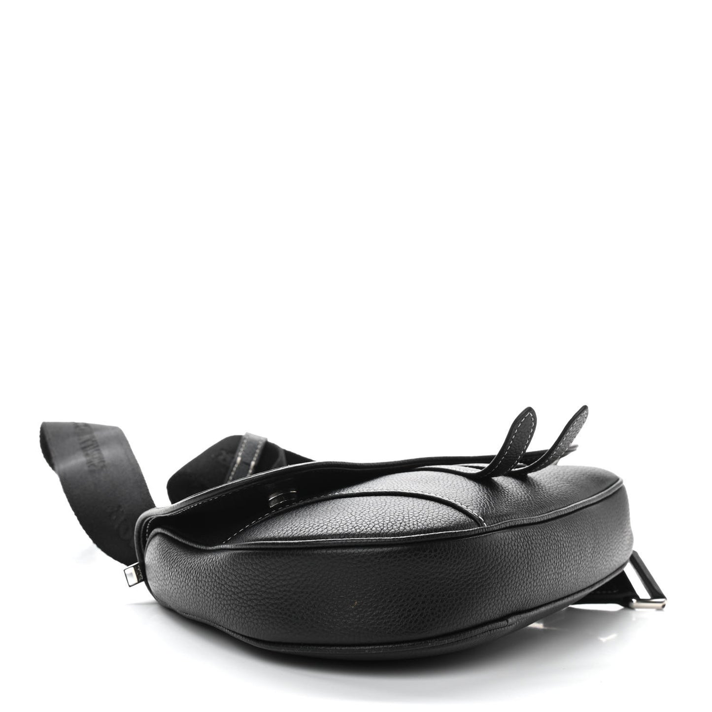 X SHAWN STUSSY Grained Calfskin Saddle Bag Black