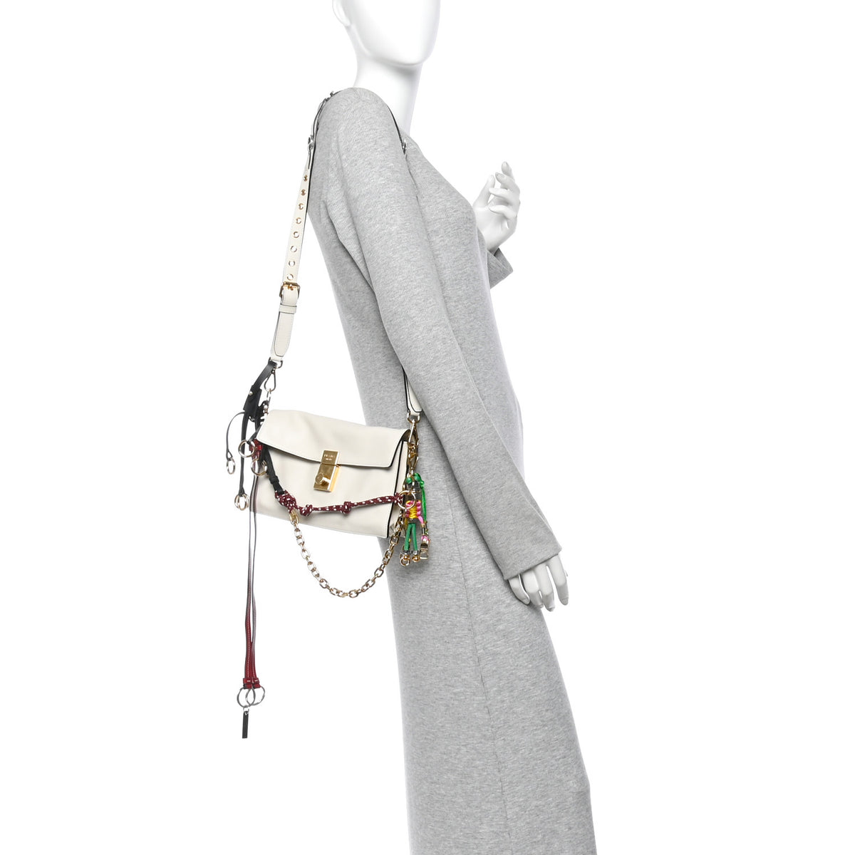 Prada Calfskin Soft Sound Charms Shoulder Bag White 2 of 10