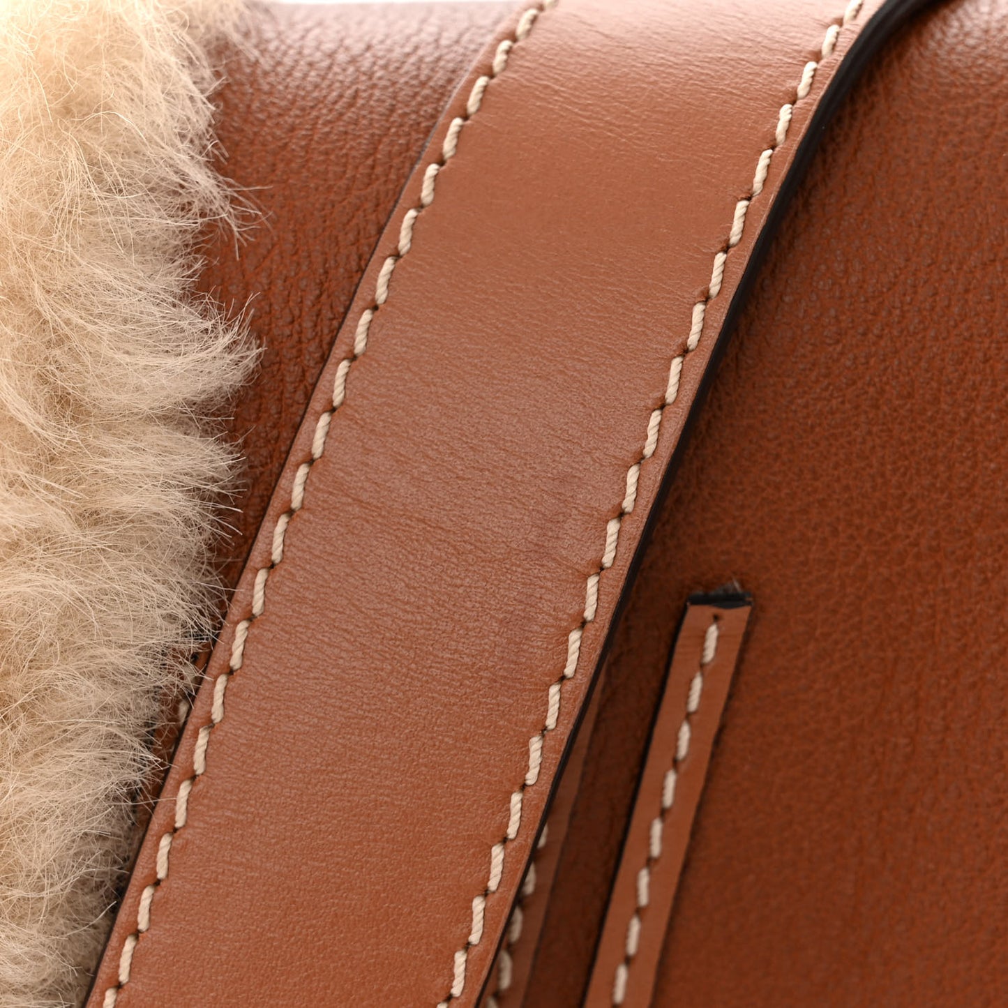 Calfskin Shearling Medium Marcie Saddle Bag Bag Tan