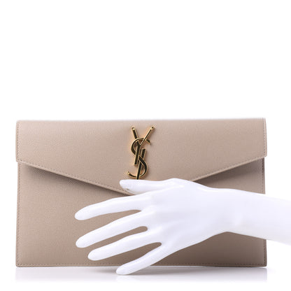 Saint Laurent Grain De Poudre Uptown Pouch Dark Beige 2 of 10