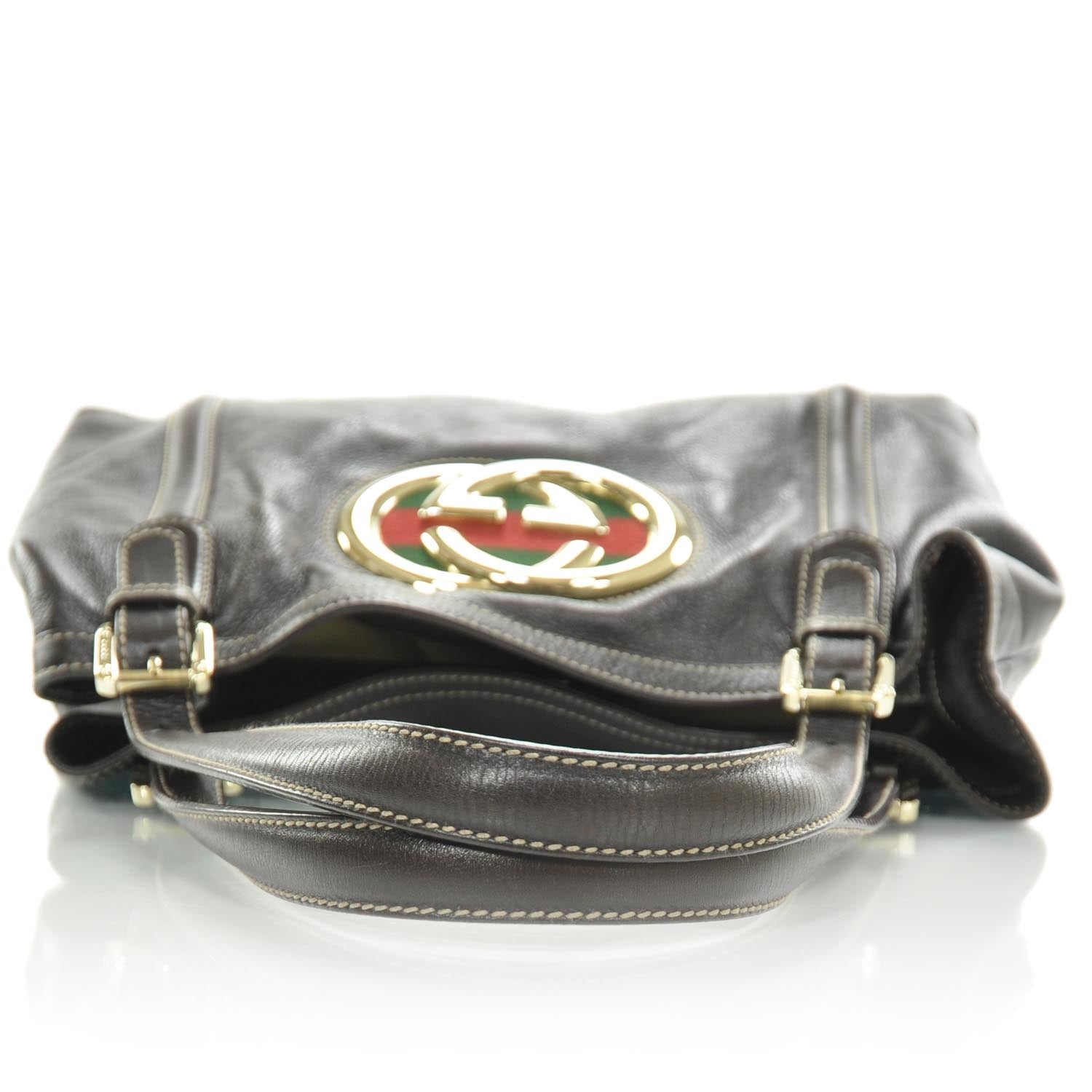 Gucci Leather Britt Tote Dark Brown 5 of 8