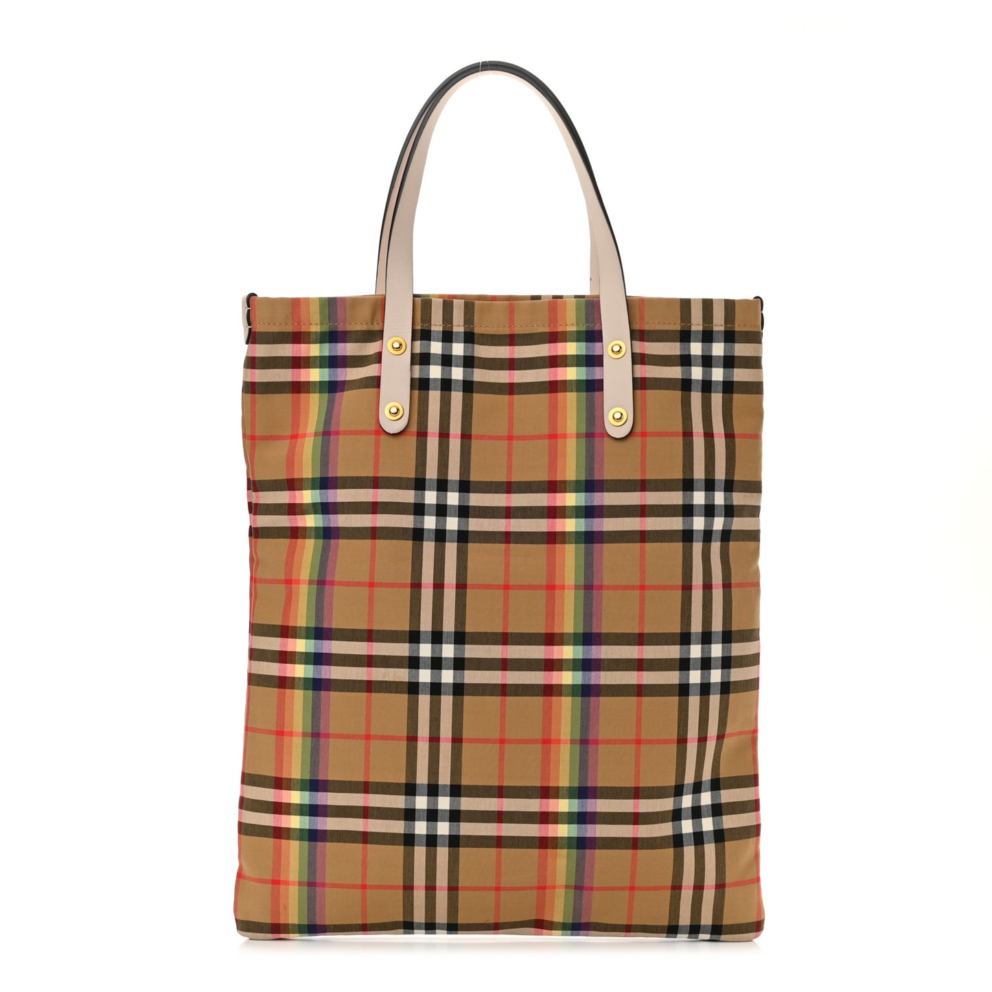 Vintage Rainbow Check Shopper Tote White