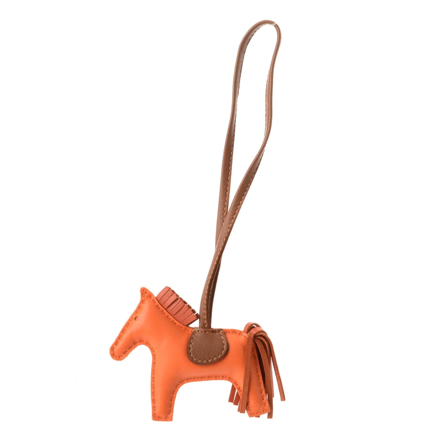 Hermes Milo Lambskin Grigri Rodeo Horse Bag Charm PM Feu Cornaline Fauve 1 of 3