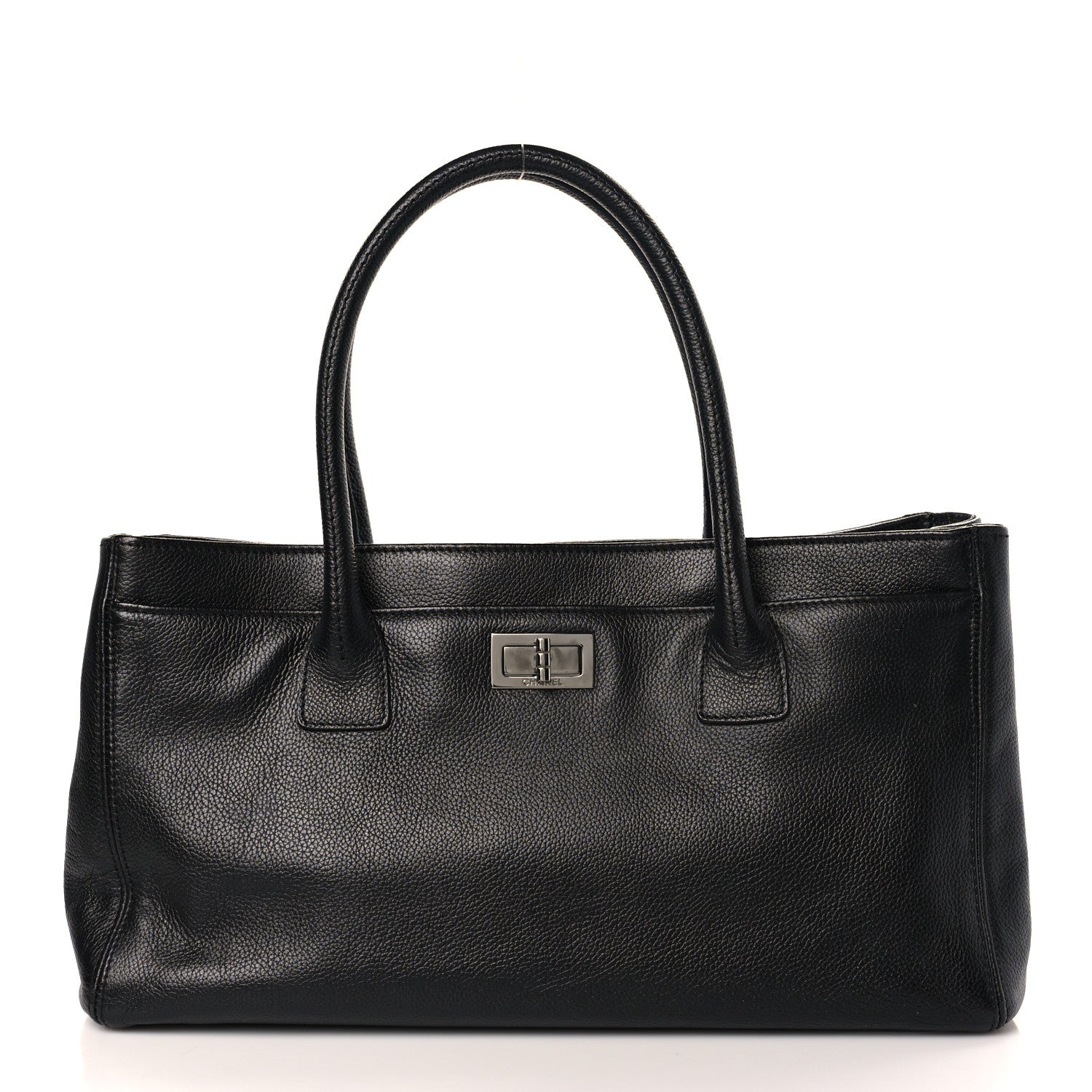 Chanel Calfskin Mademoiselle Lock Cerf Executive Shopper Tote Black 3 of 10
