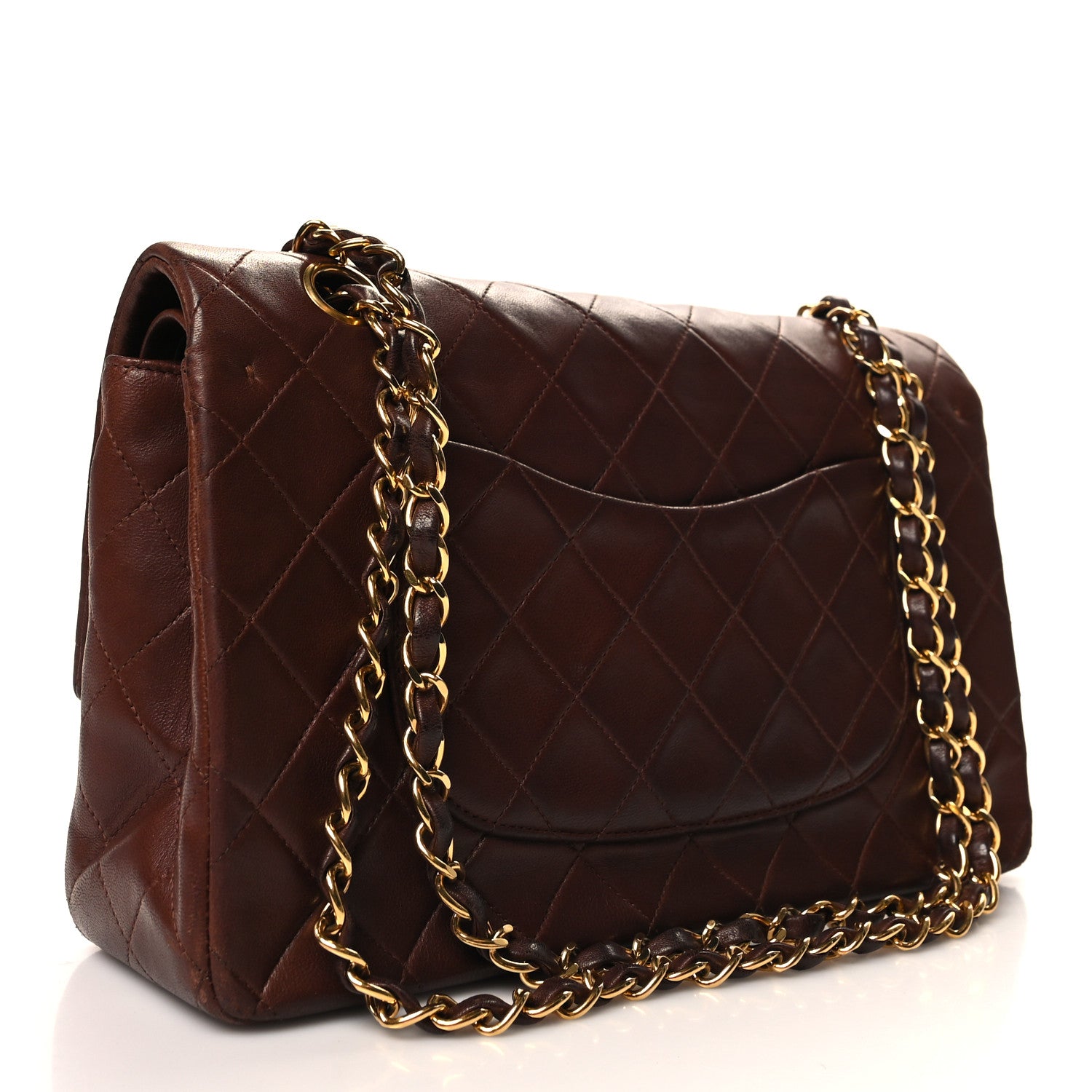 Chanel Lambskin Quilted Medium Double Flap Dark Brown 3 of 13