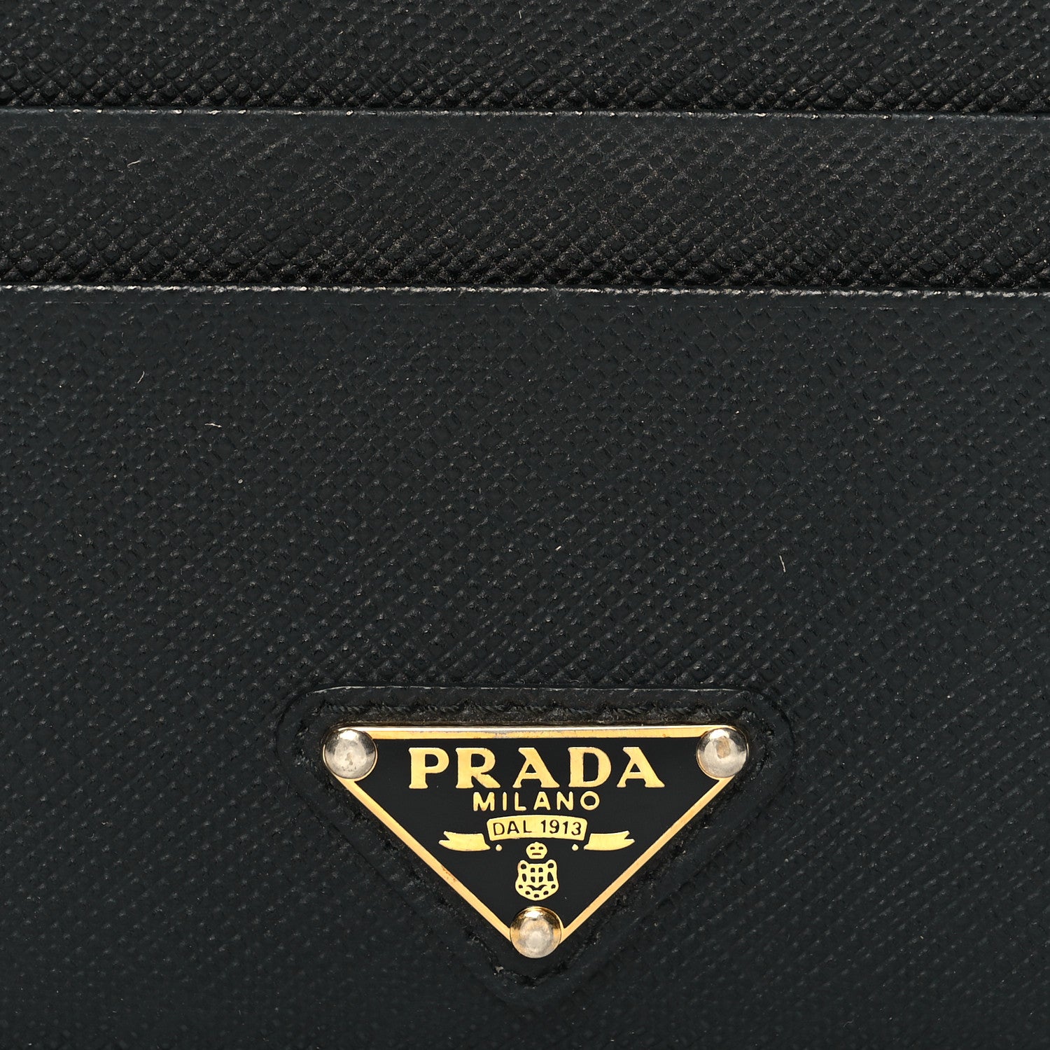 Prada Saffiano Triangle Card Holder Black 7 of 8