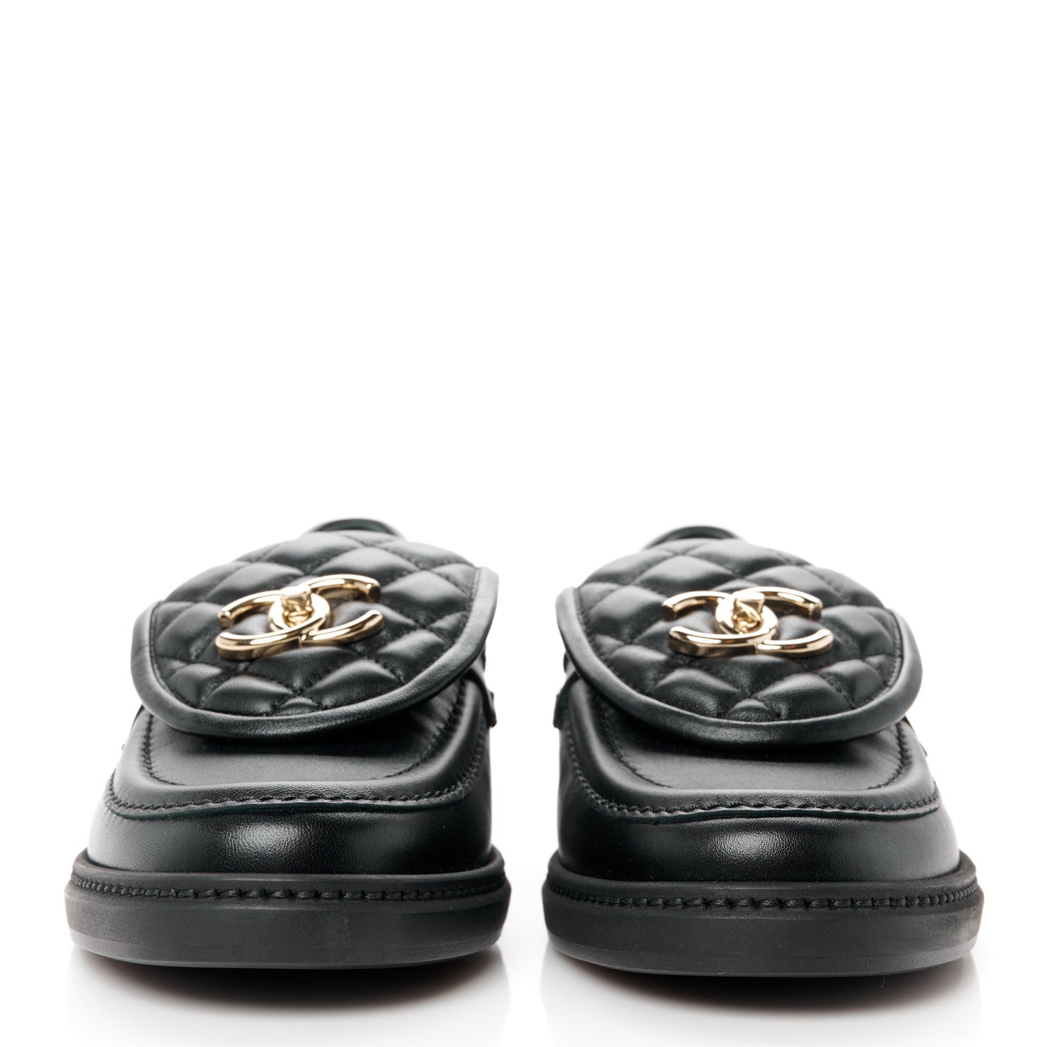 Chanel Lambskin Quilted CC Turnlock Loafers 37 Black 2 of 10