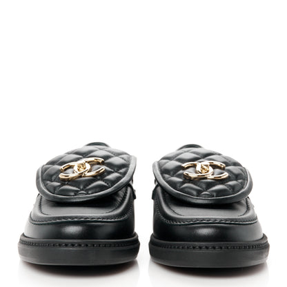Chanel Lambskin Quilted CC Turnlock Loafers 37 Black 2 of 10
