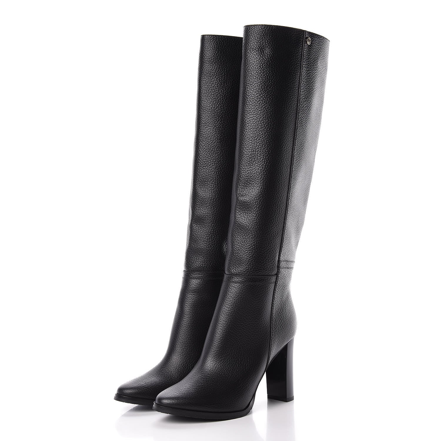 Jimmy Choo Grainy Calfskin Knee High Boots 38.5 Black 3 of 8
