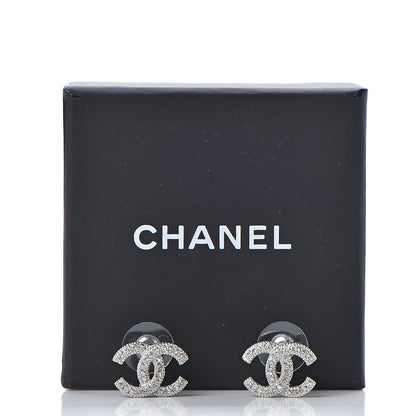Chanel Crystal CC Earrings Silver 5 of 5