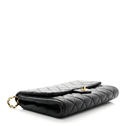 Chanel Lambskin Quilted Clutch With Chain Flap Black 4 of 10