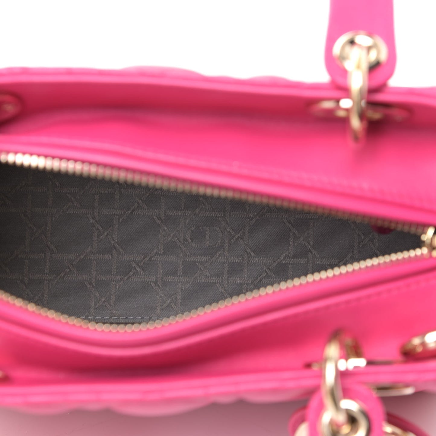 Lambskin Cannage Medium Lady Dior Fuchsia