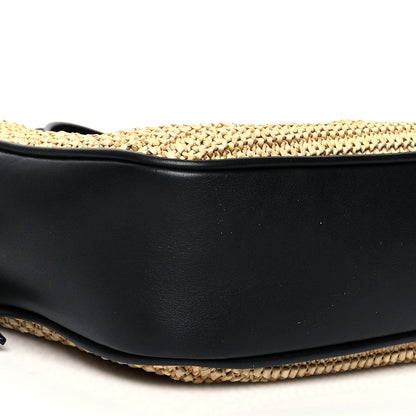 Saint Laurent Raffia Canvas Monogram Lou Camera Bag Beige Black 9 of 11