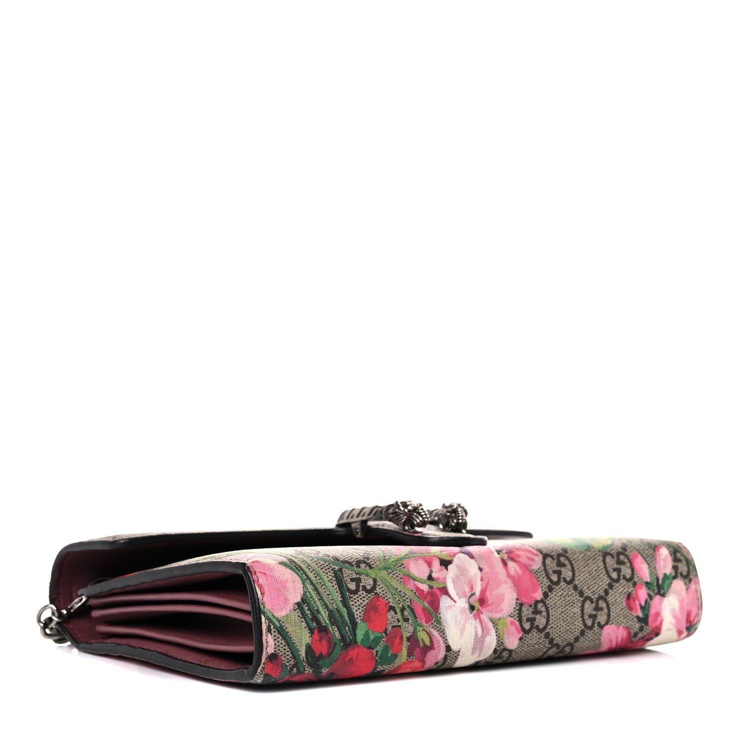 Gucci GG Supreme Monogram Blooms Mini Dionysus Chain Wallet Beige Multicolor Dry Rose 4 of 14