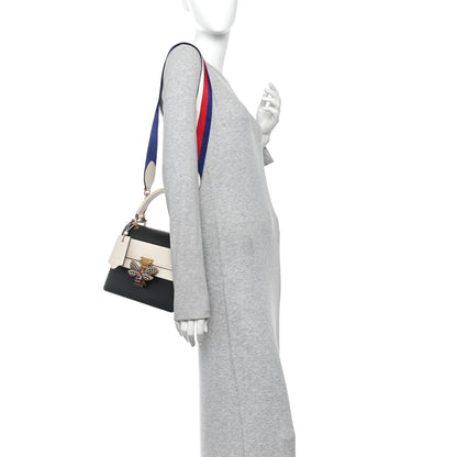 Gucci Calfskin Sylvie Web Small Queen Margaret Top Handle Bag Black White 2 of 12